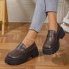 Thick-soled heightening small leather shoes women's fashion French one-pedal retro large-size single shoes loafers women's shoes versatile