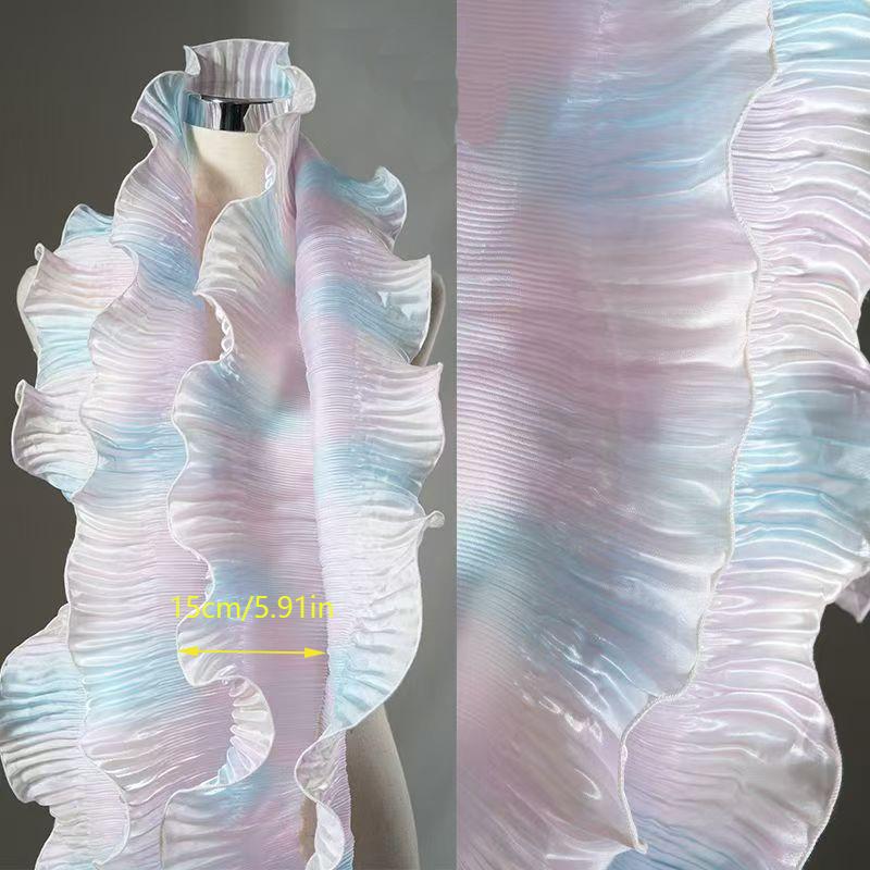 1Yard Dreamy Gradient Mermaid Organza 3D Pleated Lace DIY Dress Ruffle Lace Accessories 15CM Wide