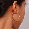 Punk Irregular Big Circle Creole Hoop Earring Female Gold Color Stainless Steel Round Earrings For Women Jewelry Gift Hoops 2025