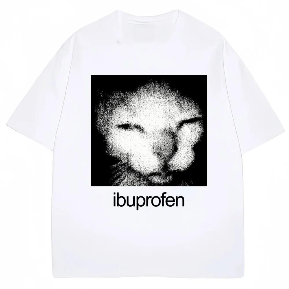 Vintage Funny Ibuprofen Cat Graphic T Shirts Humor Fashion Tshirt Casual Tshirt Clothing Harajuku Ins Yk Cheap Hot Clothes