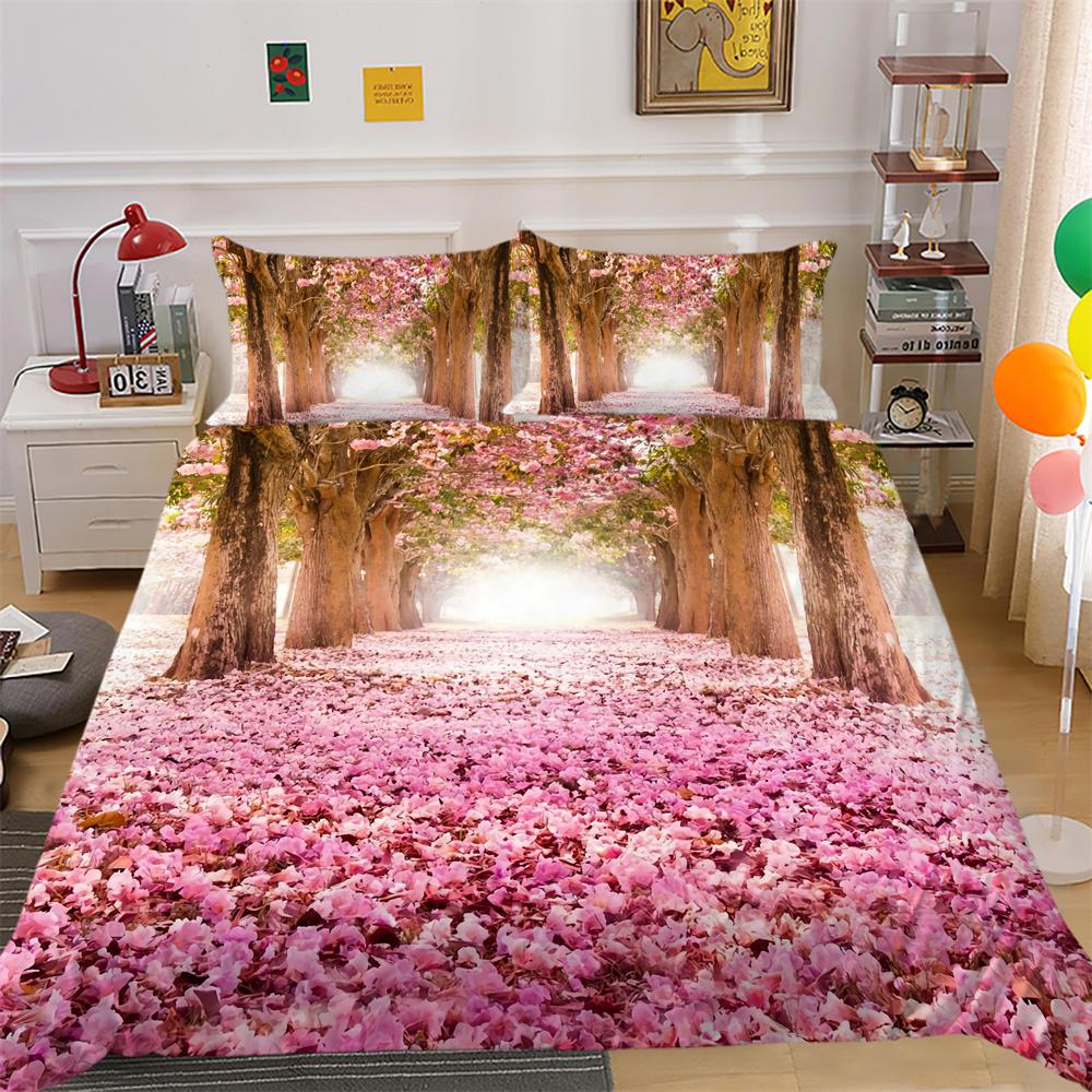 3D Scenery Printing Bed Set Cover Twin Size Polyester Soft Bedspreads Woman High Ranking Home Bedclothes