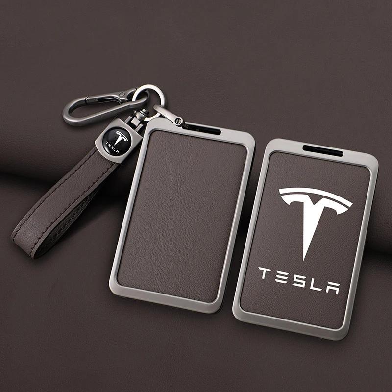 NJUT5 For Tesla Model 3 Model Y Fashion Zinc Alloy Car Smart NFC Card Key Case Cover Shell Keychain Protection Auto Styling Accessory