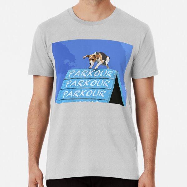 

Parkour beagle. Good dog. Premium T-Shirt S to 5XL Made in the AU/USA T-Shirt 3XL