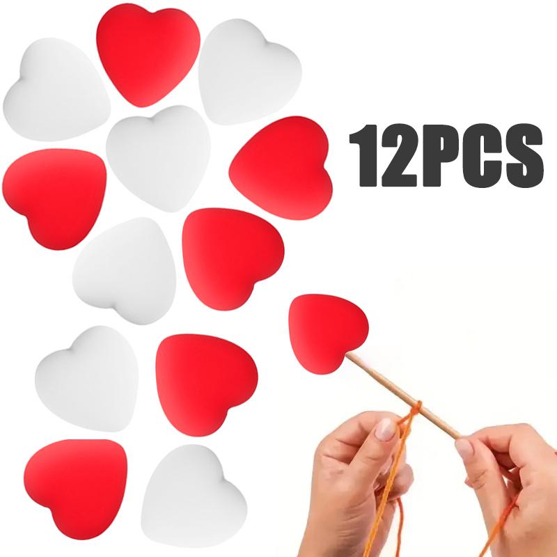 8/10/12PCS Multicolor Heart Stitch Needle Tips Stoppers Silicone Knitting Needle End Caps Cute Knitting Needle Point Protectors