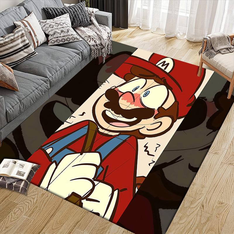Super Mario2 Flannel Pattern Square Carpet,Area Rug,Carpet Rug for Living Room Bedroom Sofa Playroom Decor,Non-slip Floor Mat