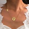 Simple and Fashionable Stainless Steel Necklace with Airplane and World Map Pendant
