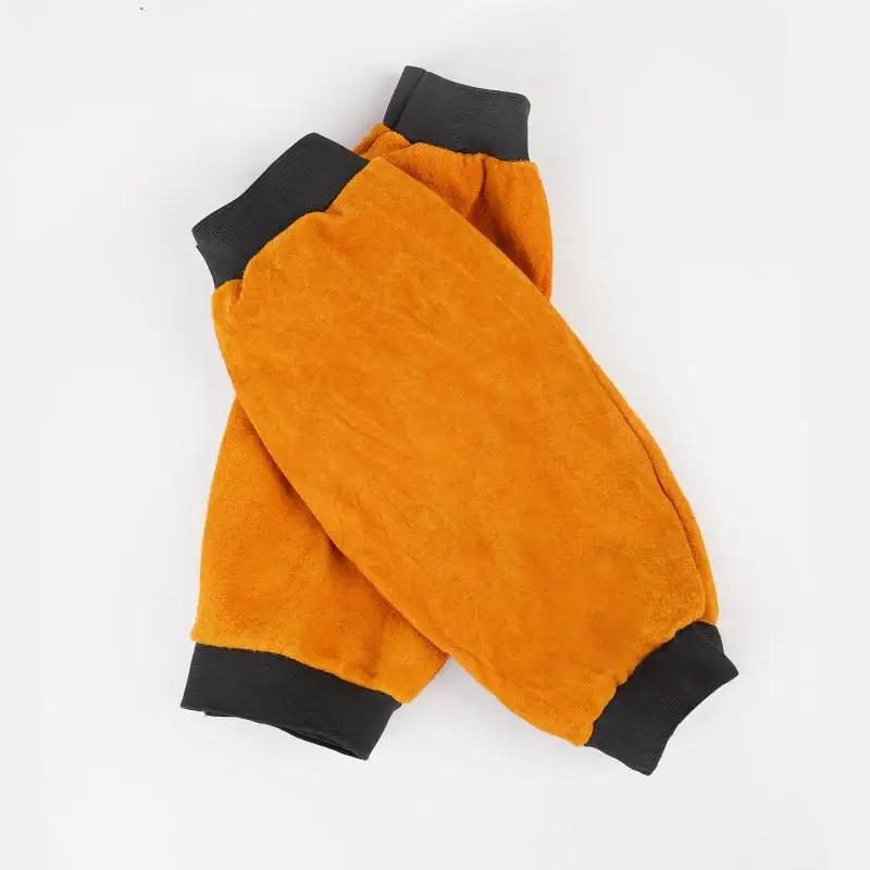 1 Pair Portable Welding Arm Guard PU Leather Welding Sleeves Heat Resistant Flame Retardant Arm Protection For Industrial Work