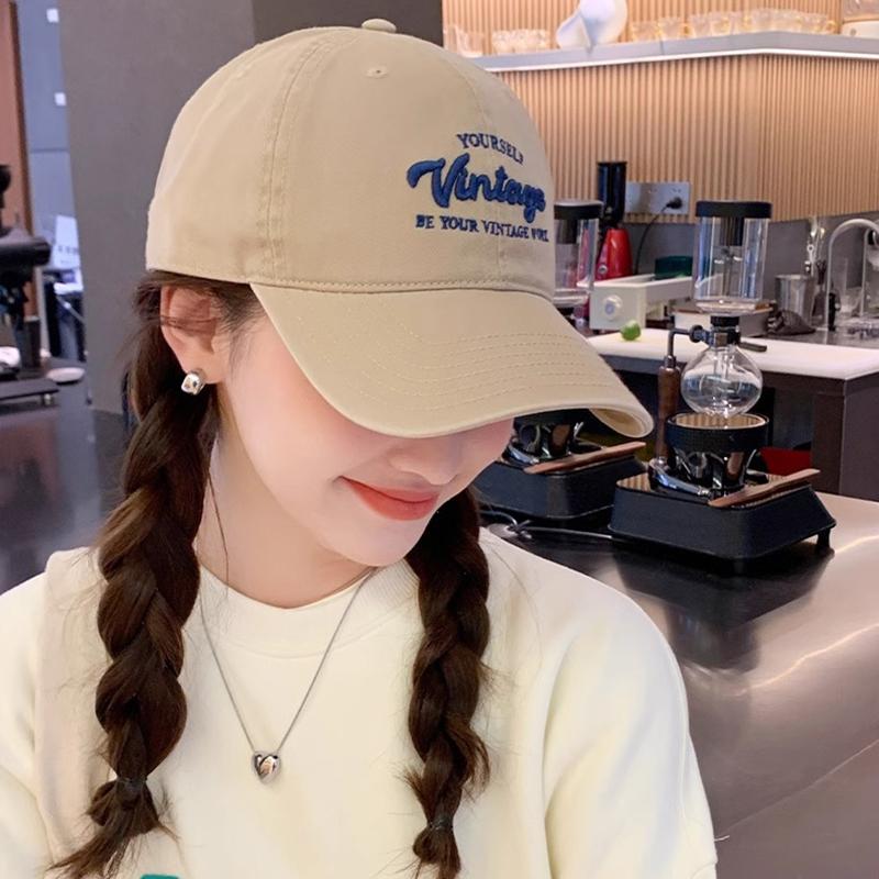 Women Embroidery Letters Baseball Cap Solid Color Cotton Snapback Visors Peaked Hat Korean Girls Outdoor Hip Hop Dad Trucker Cap