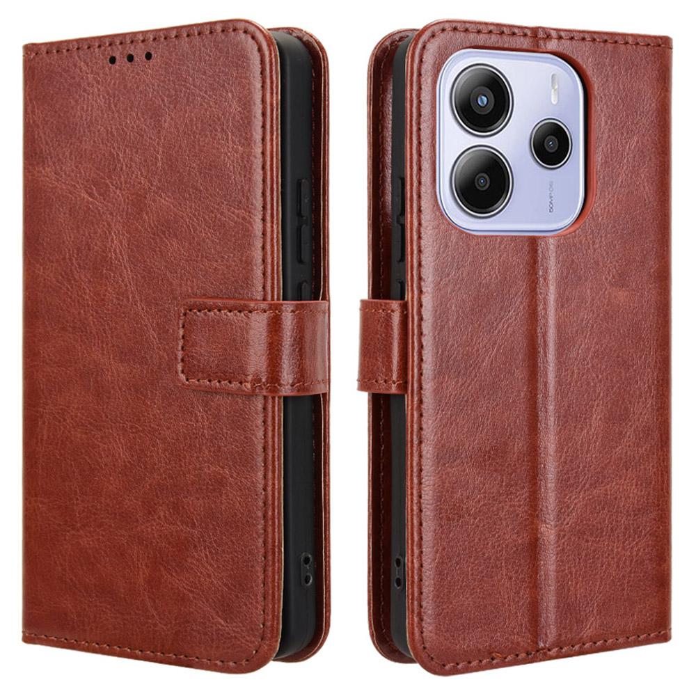 

Для Xiaomi Redmi Note 14 4G (164,84x78,15x8,16 мм) Чохол для телефона Crazy Horse Texture PU Leather Brown