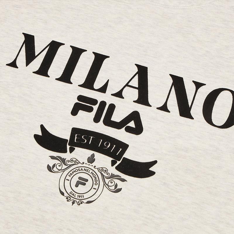 Fila Milano American Vintage Comfortable Knit Letter Short Sleeve T-Shirt Men Tops Light-Khaki Flower-Gray F11M515102FLK