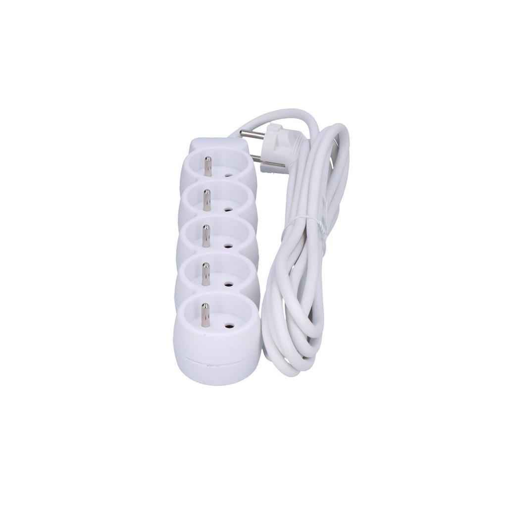 5-socket Extension Cord, White, 3