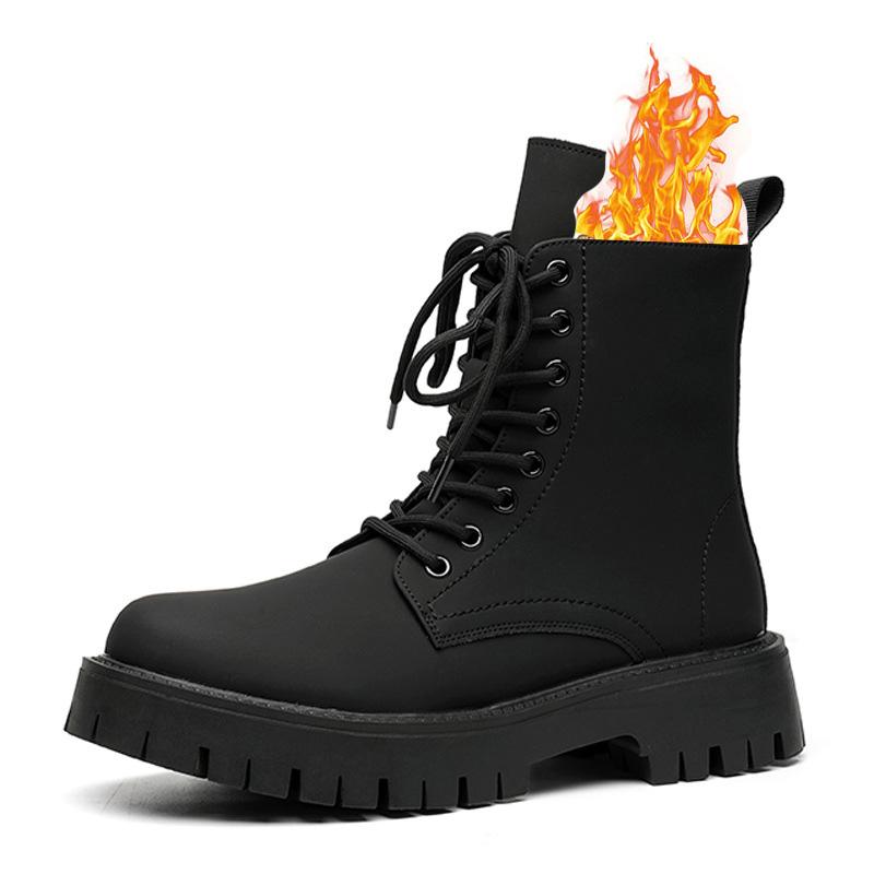 Mens Casual Party Prom Dress Platform Boots Black Trendy Autumn Winter Shoes Cowboy Genuine Leather Boot Handsome Ankle Botas