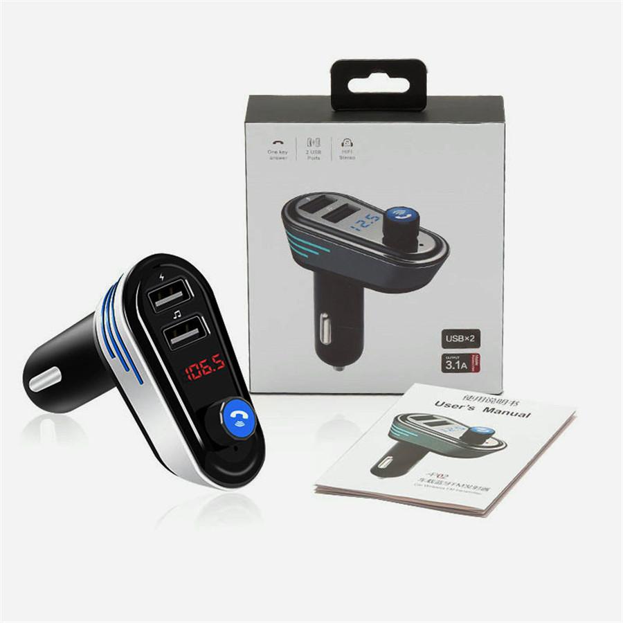 Dual USB 5V 3.1A Car Charger Bluetooth Car Kit Handsfree call Support U Disk music mp3 player