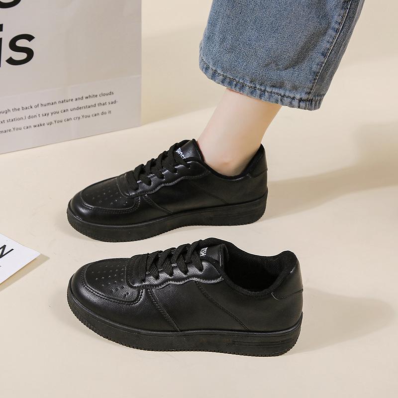 

Little white shoes women s 2025 new summer thin thick-soled heightening muffin breathable and versatile comfortable pure leather casual board shoes 40 чёрный