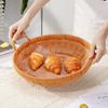 New Round Shape Rattan Basket with Handle Handwoven Storage Tray Portable Multi-purpose Storage Basket Tabletop Display