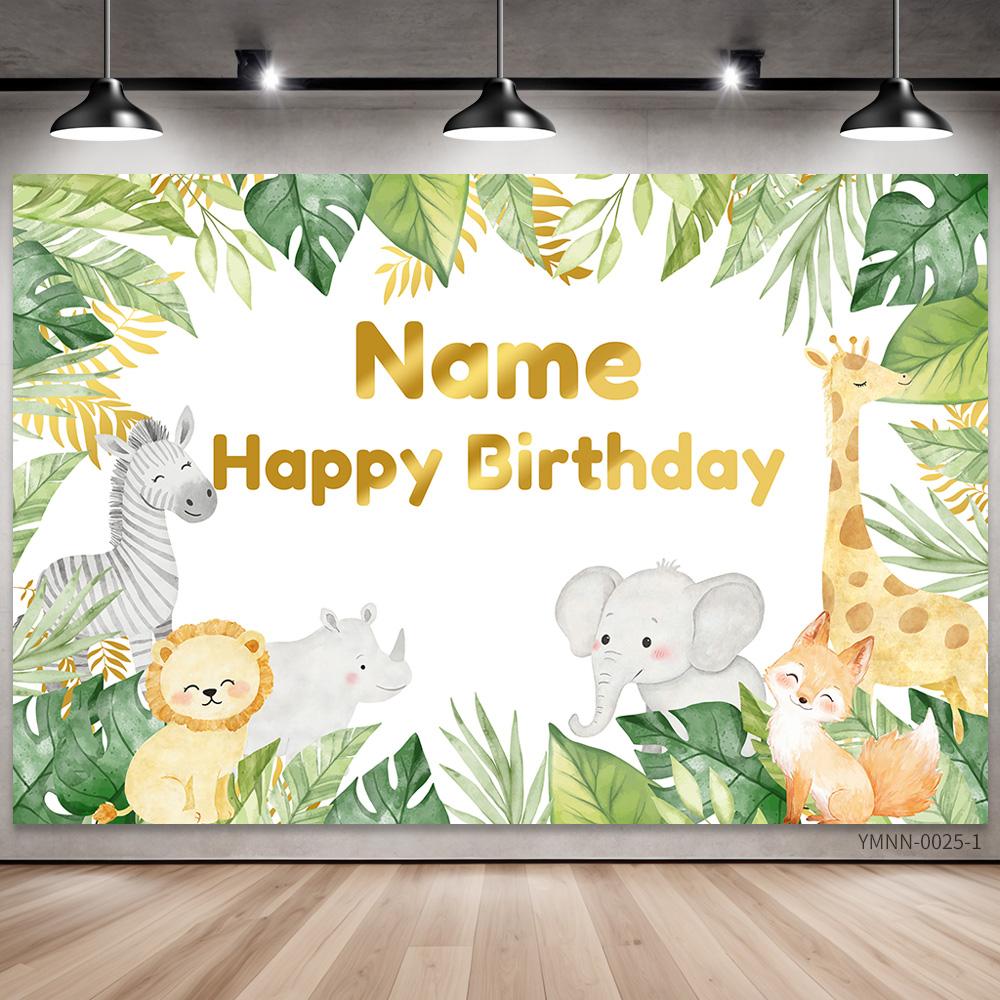 Safari Wild One Birthday Photography Backdrop Jungle Animals 1st Birthday Party Newborn Baby Room Wall Gifts Custom Background