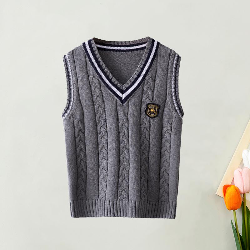 Kinder Preppy Stil Baumwoll-Pullunder - Frühling/Herbst Schul- oder Kindergartenuniform