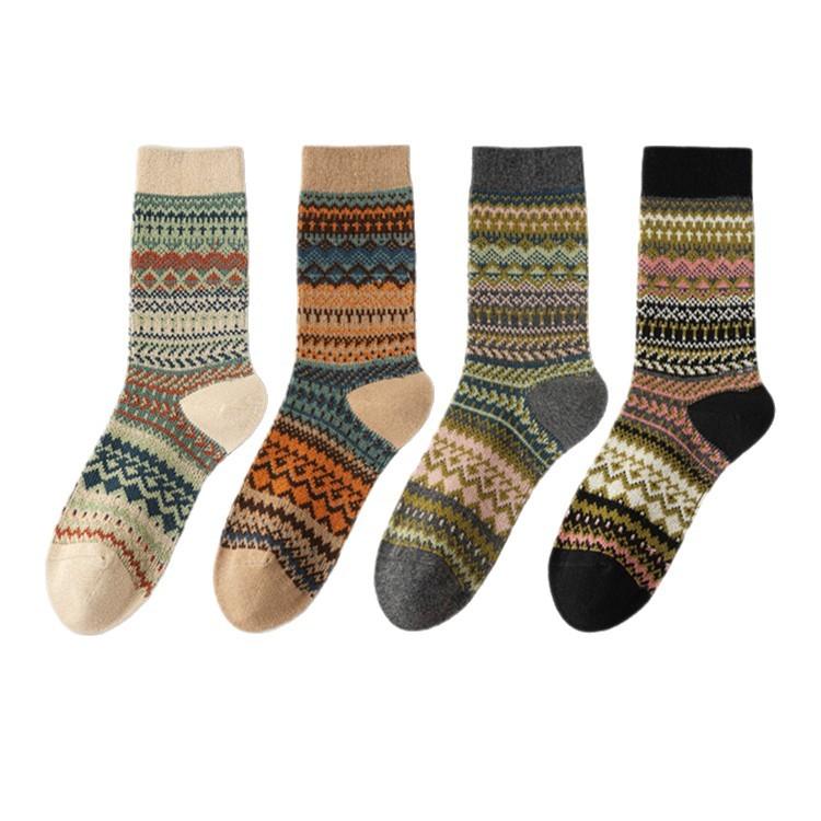 Long-Sleeved Park Retro Ethnic Children's Fall-Winter Trendy Stacked Leggings Mid-Calf Leggings