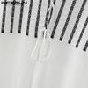 INCERUN Herren Reverskragen Kurzarm Gestreift Spitze Patchwork Lässig Oversized Hemden