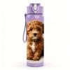 1PC Cute Puppy On Pillow Print 750ml Color Plastic Sports Water Bottle Leakproof Flip Straw Lid Suitable for Sports Office Home Use
