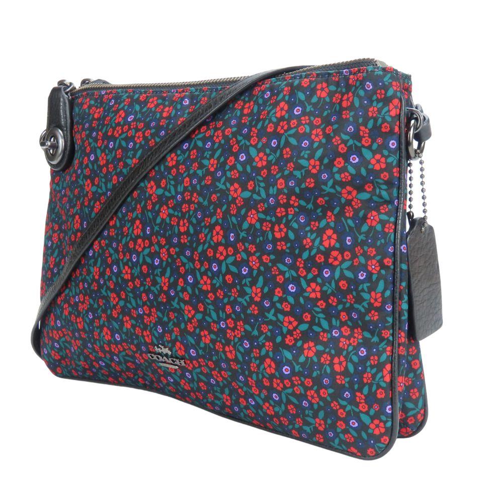 Used COACH Shoulder Bag F59436 Nylon/leather black multicolor flour