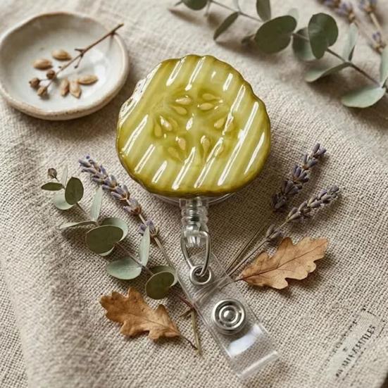 Pickle Retractable Badge Reels ID Holder with Strong Metal Clip Anti-slip Badge Holder for Work Badges Keys Bus Cards Access Cards