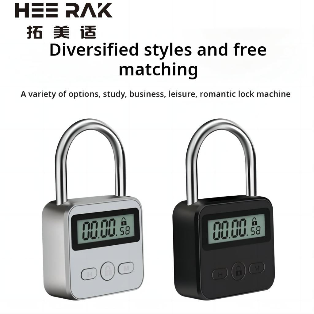 Timer Padlock LCD HD Display Add Backlight Zinc Alloy 99 Hours Max Timing Super Long Standby Anti-addiction Electronic Lock