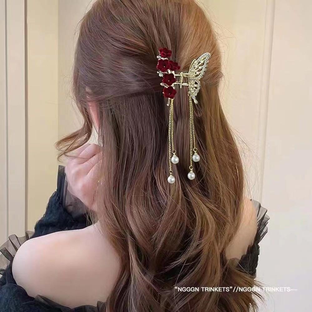 Elegant Metal Butterfly Hair Clip: High-End Tassel Claw for Women's Half-Up Ponytail