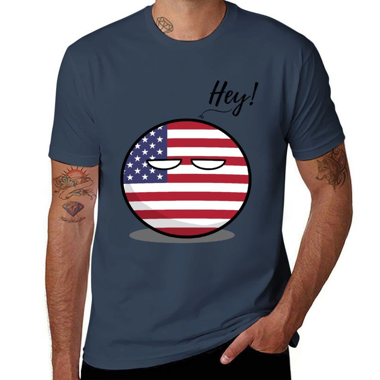 Usaball Countryball Says Hey Tshirt Sporty Casual Quick Dry Tshirt S