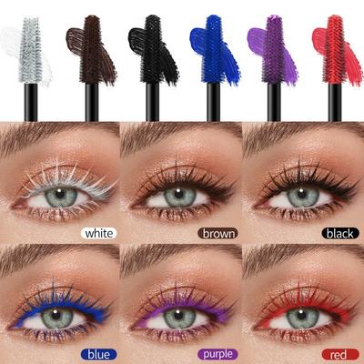 1PC Six-color Black, White, Blue, Red, Purple and Brown Color Mascara, Dense and Elongated, Waterproof and Non-smudging, Easy To Remove Makeup