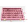 54 Grids Clear Lid Jewelry Tray Showcase Display Storage Linen Case Yellow