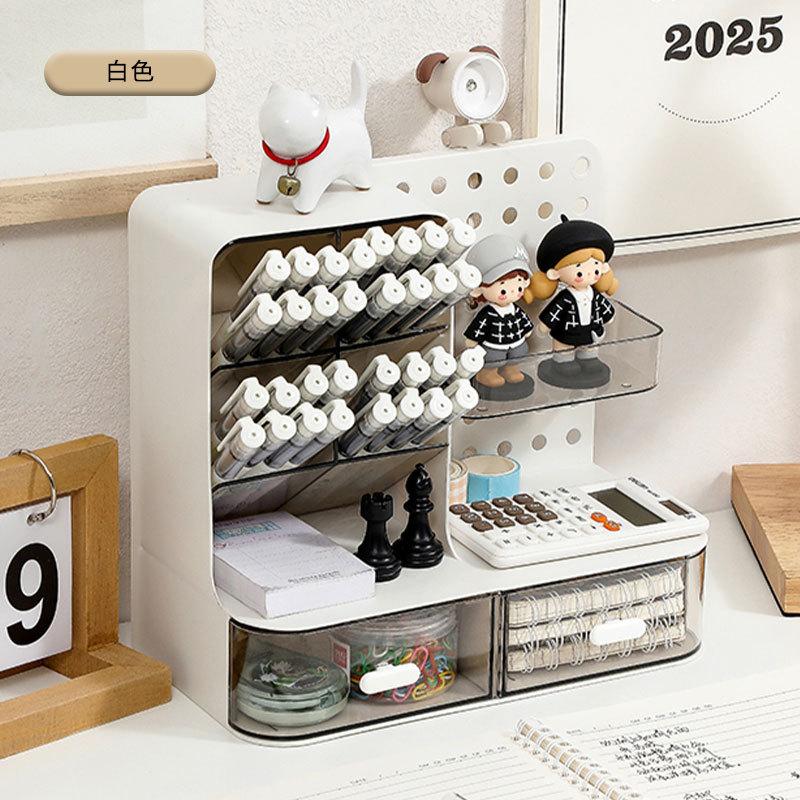 

2025 Многофункциональный органайзер для стола с пыленепроницаемым ящиком-наклонной вставкой для ручек, ПП коробка для хранения канцелярских товаров/косметики