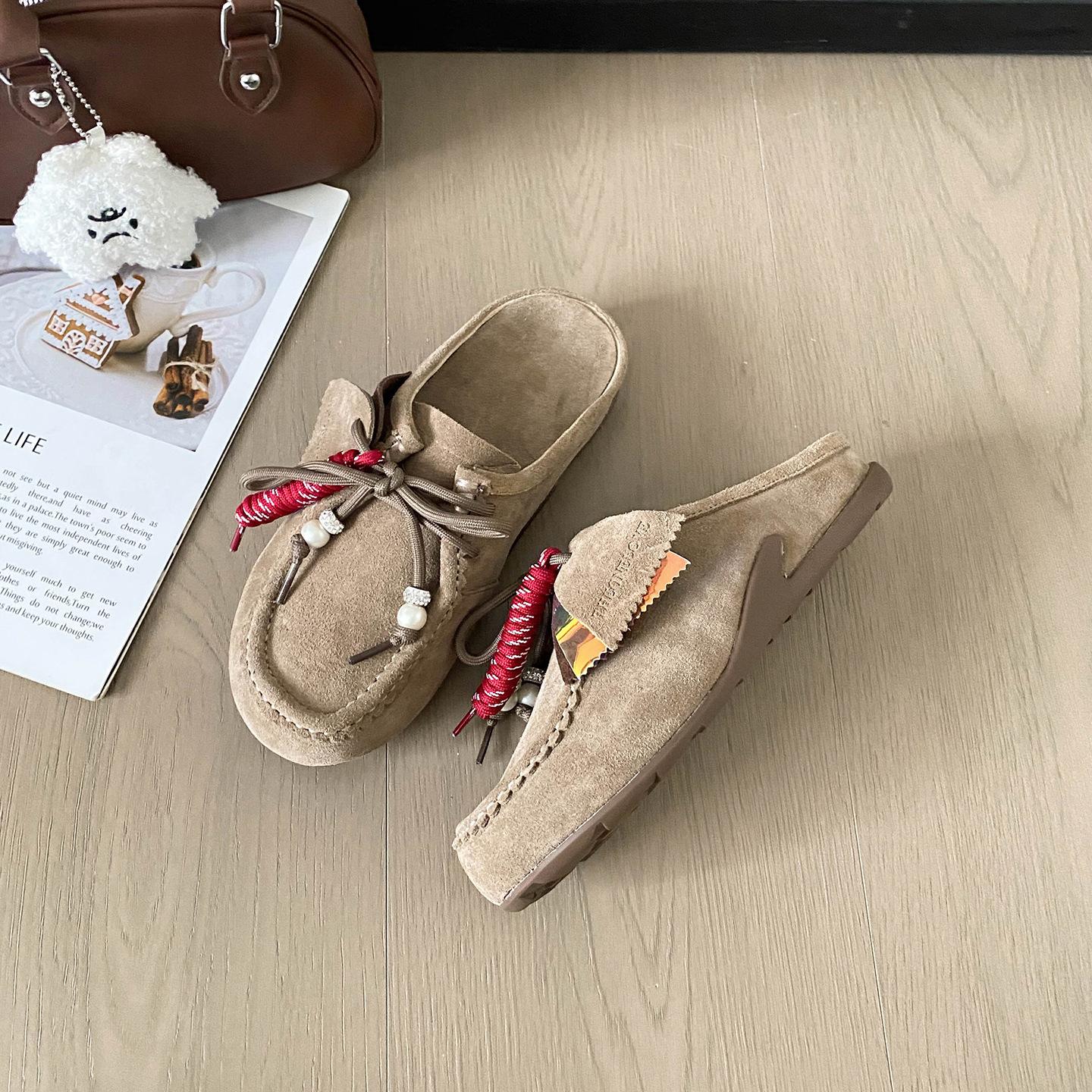 

Leather soft sole is not tired, maternity shoes, kangaroo big head one pedal platform shoes, new cowhide women s shoes in spring and autumn 39