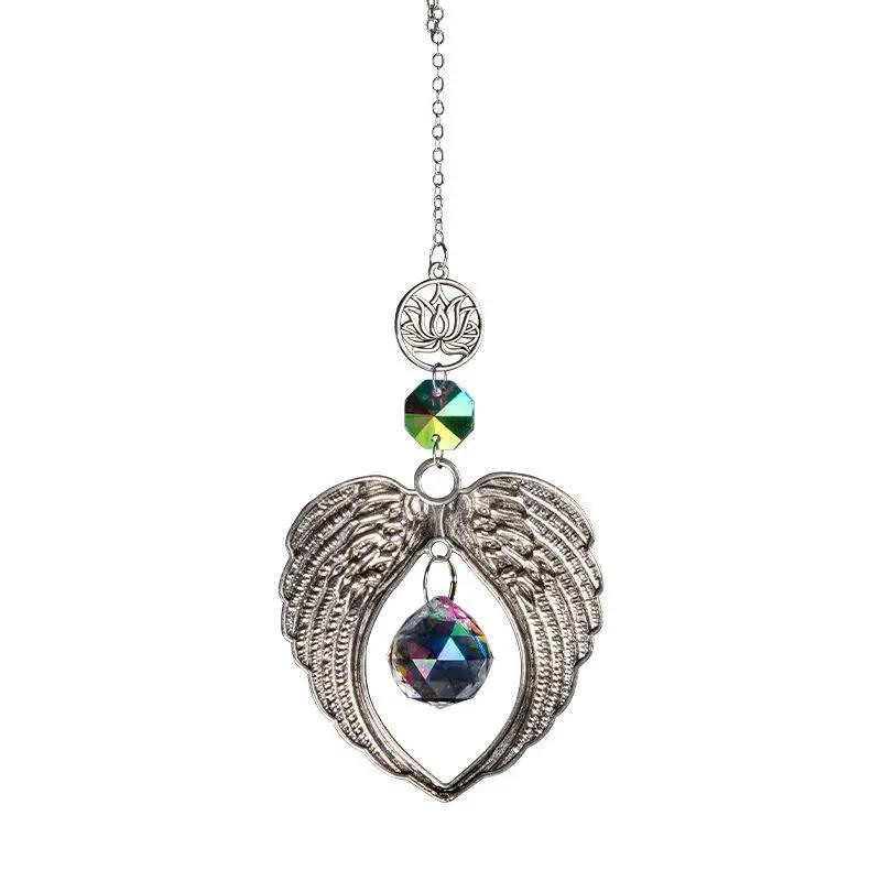 Crystal Angel Wings Wind Chime Sun Catcher Diamond Prisms Pendant Hanging Decoration Dream Catcher Home Garden Decor Windchime