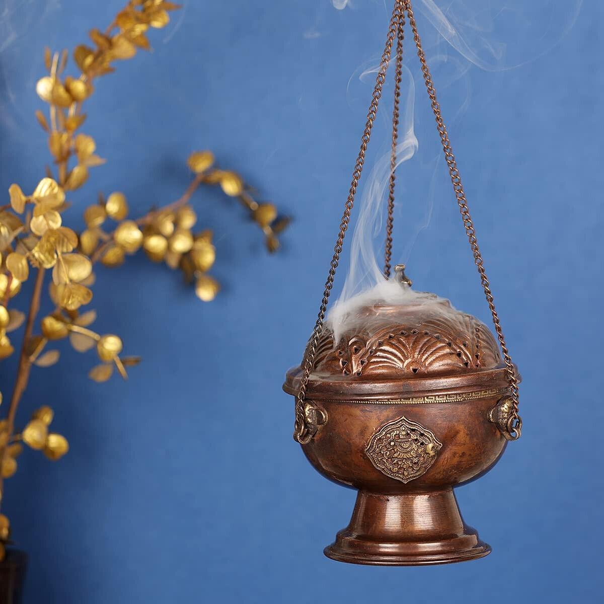 Brass Antique Finish Tibetan Style Hanging Incense Burner QA605
