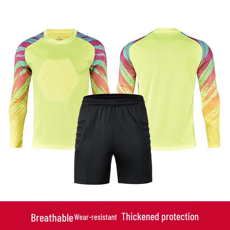 

Children s Padded Goalkeeper Kit: Thick Long-Sleeve Jersey & Shorts Set M