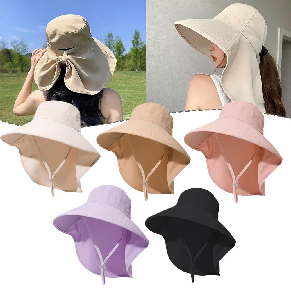 Outdoor Sun Bucket Hat For Women Girls Wide Brim Sun Hat Women Anti-Uv Protection Hiking Fisherman Cap Neck Protection Sun Visor