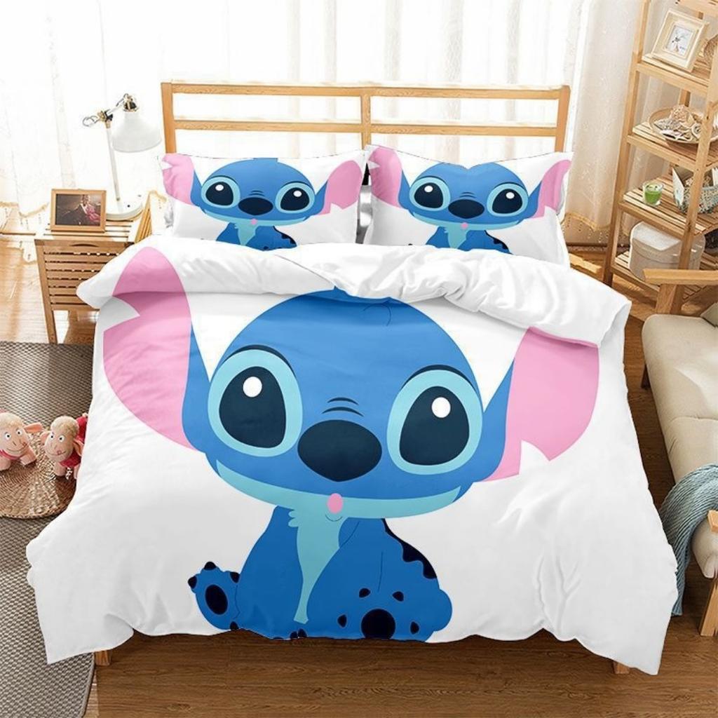 Hot Sale 3D Cool Stitch Cute Anime Kids Duvet Cover Sets Cartoon Bedding Set Children Room Bed Pillow Case for Teens Gifts