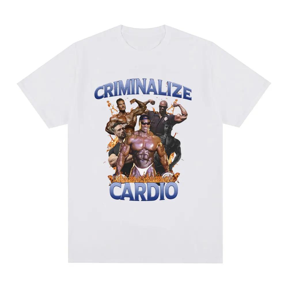 Criminalize Cardio Meme Pattern Tshirt Gym Fitness Retro Short Sleeved Tshirt Womens Fashion Hip Hop Large Tshirt