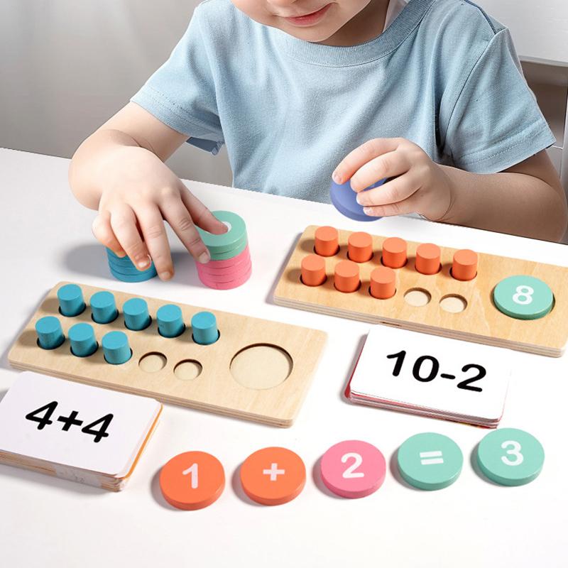 Children'S Wooden Number Board Cognitive Matching Addition Subtraction Operation Montessori Logical Thinking Training Math Toys
