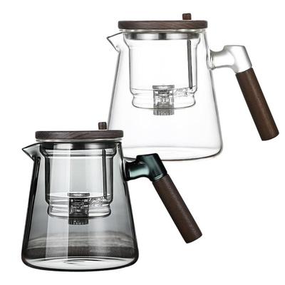 Enchanti Tea Pot Press Filter Teapot With Strainer 750ml Teapot With Wooden Handle Glass Teapot For Tea Water Separation