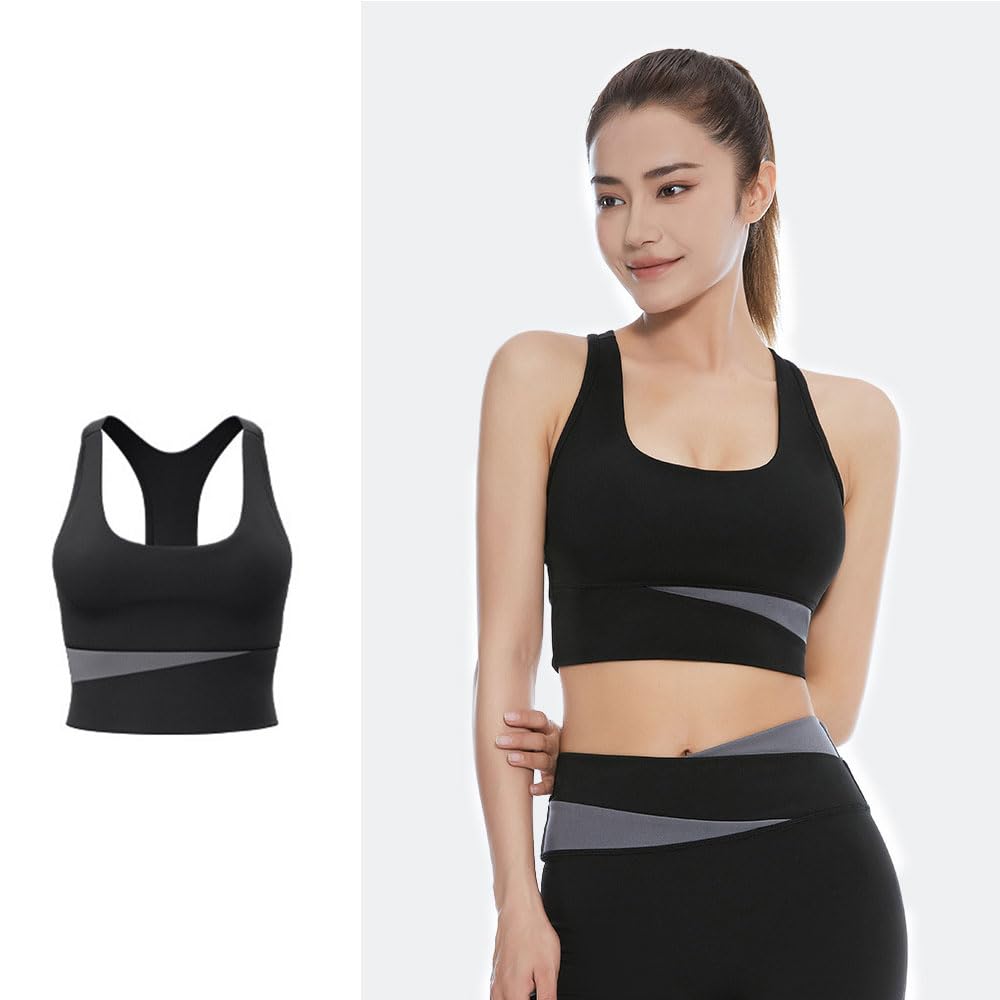 Yodilala Sportovní a Perfect Shape pro a dojíždění do Velikost S Dámská podprsenka, Pružná, Pohodlná, Stylová, Běh, Jóga, Posilovna, Černá,