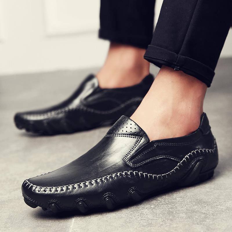 Fashion Summer Men's Punching Leather Loafers Non Slip Walking Breathable Outdoor Casual Hollow Out Sneakers Male Business Office Shoes
