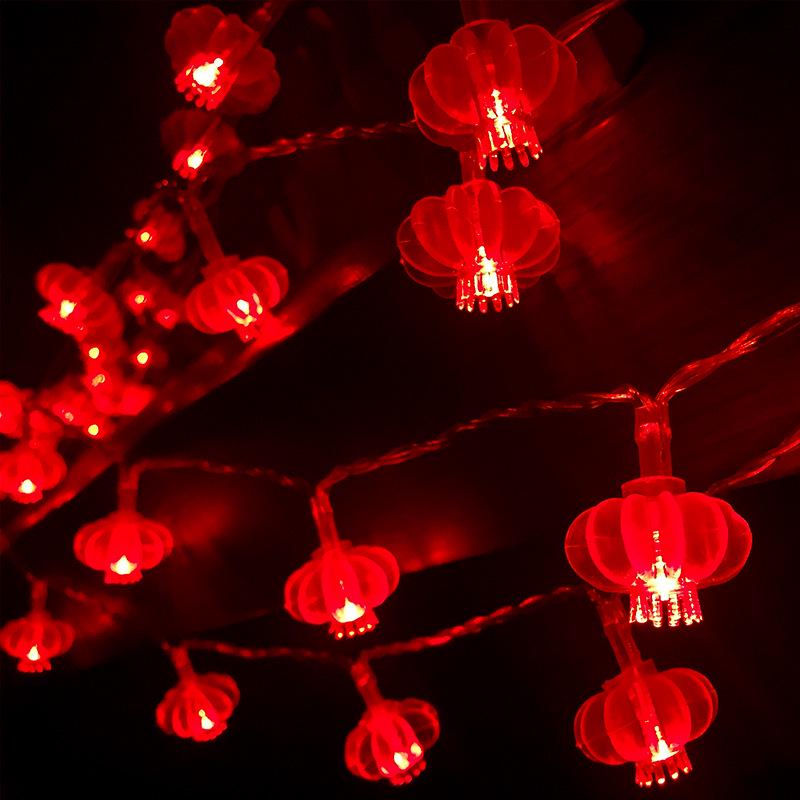 LED Chinese Knot String Lights - New Year Lantern Decoration for Home Red lantern
