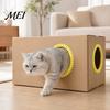Grooming Tunnel Cat Self Groomer for Cardboard Boxes, DIY Brush Toy Ring, Hands-Free Massage Comb House Door Hole Teeth