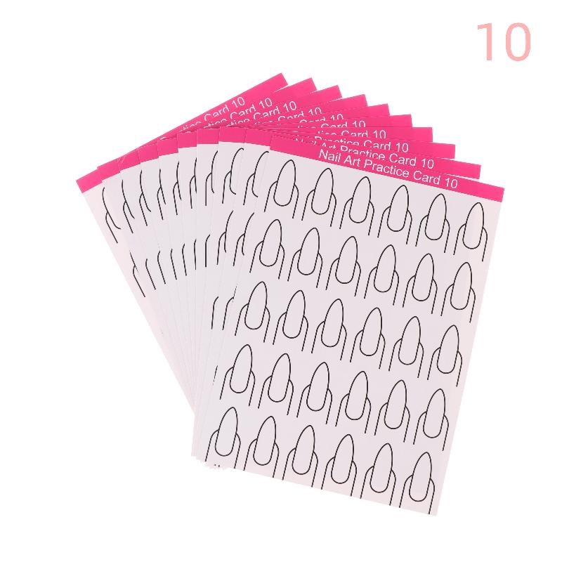 

10 Sheet Double-Sided Nail Practice Cards Nails Shape Training Cards Nail Art Designing Cards False For Beginner Manicure Board as the picture