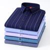 Autumn Stripe Shirts For Men Long Sleeve Luxury Casual Formal Plaid Print Business Social Soft Slim Fit Office Elegant Clothes