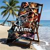 Custom Name Personalized Demon Slayer Print Beach Towel, for Trip Camping Beach Party Home Decor, Birthday Gift for Family & Friends