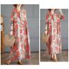 Vintage Printed Loose Lace Long Sleeve Hem Long Dresses