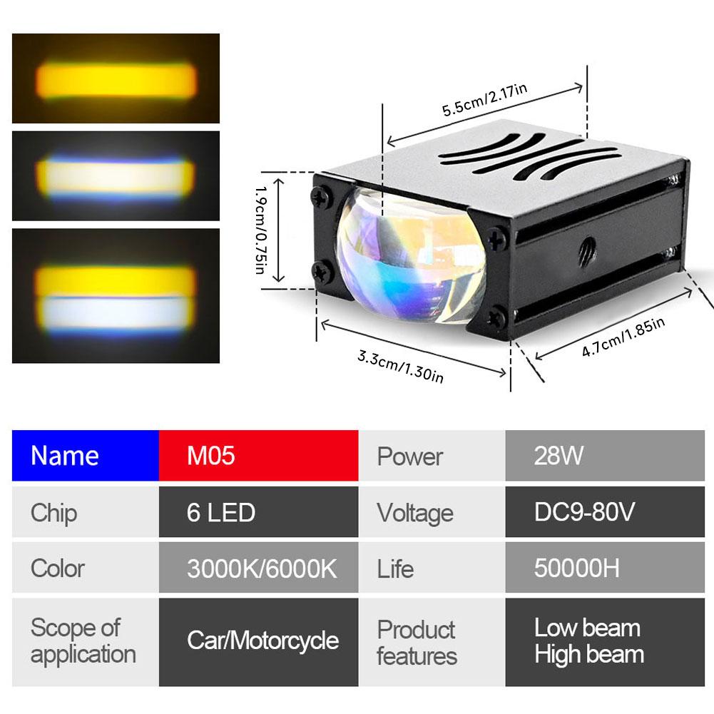 Dual Color Mini Motorcycle Spot Light Car Grill Light Ultra-Thin Steel LED Headlamp 12-80V Retrofit Upgrade H7 LED H4 LED